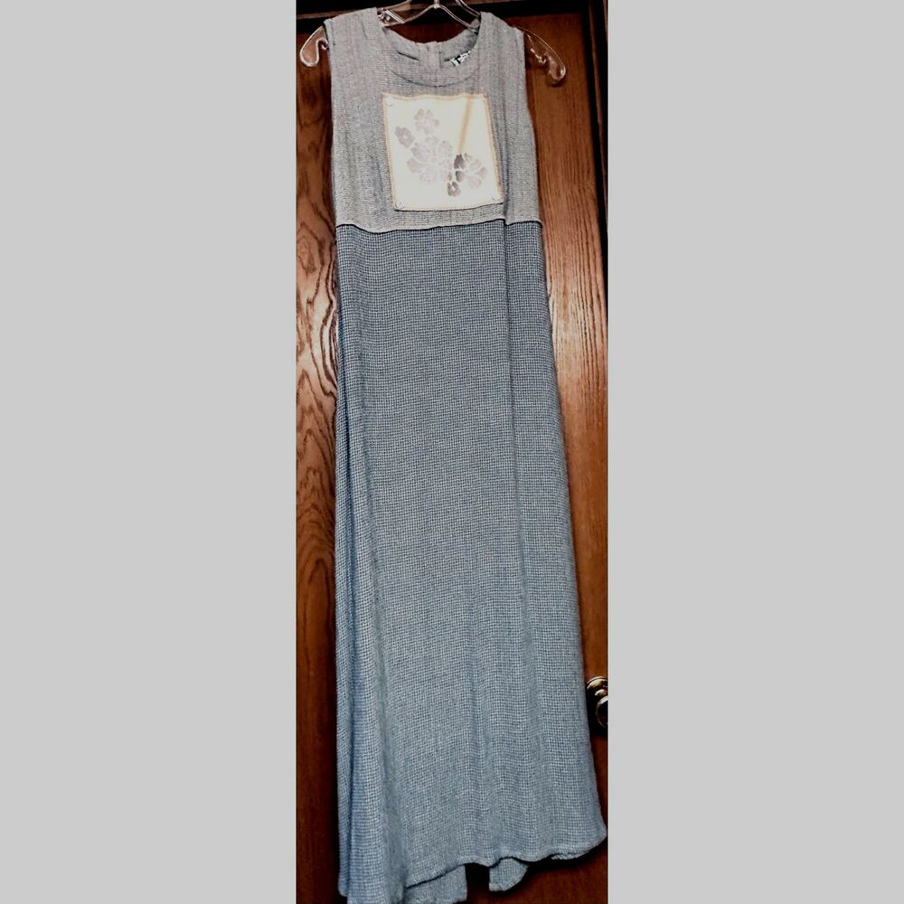 FAITH Vintage 1990's 100% Rayon Cottagecore Boho Apron Style Maxi Jumper Dress S